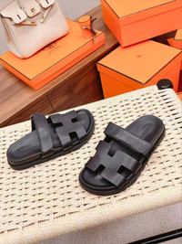 Slippers , Slides men's women's shoes Hermes, leather