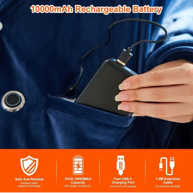 New Heated Wearable Electric Blanket with 10000mAh Battery60x34" in General Electronics in Calgary - Image 5