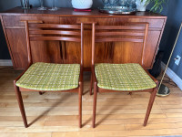 Pair of mid century modern Danish teak side chairs - 