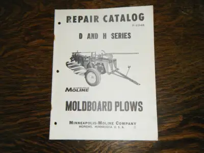 Minneapolis Moline D, H Moldboard Plows Repair Catalog R-2048 shipping available at your cost any qu...