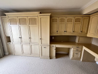 Maple Murphy bed and desk corner wall unit 