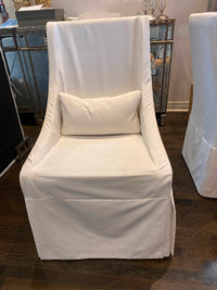 Dining Chairs (6) with custom cotton/linen slipcover and pillows