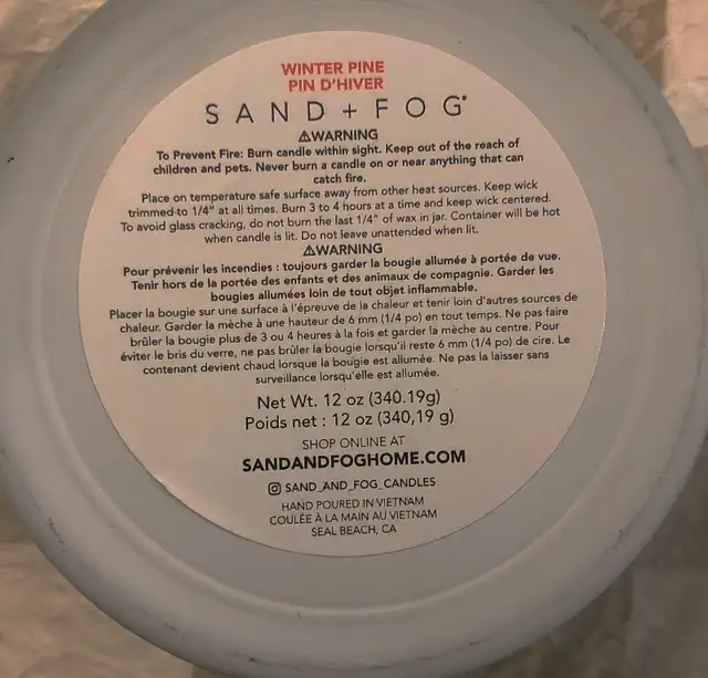 (JJD-137) SAND + FOG  SCENTED Candle63771549884545124