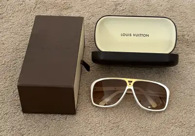 LV White Acetate Frame Evidence Millionaire Sunglasses for sale, View more