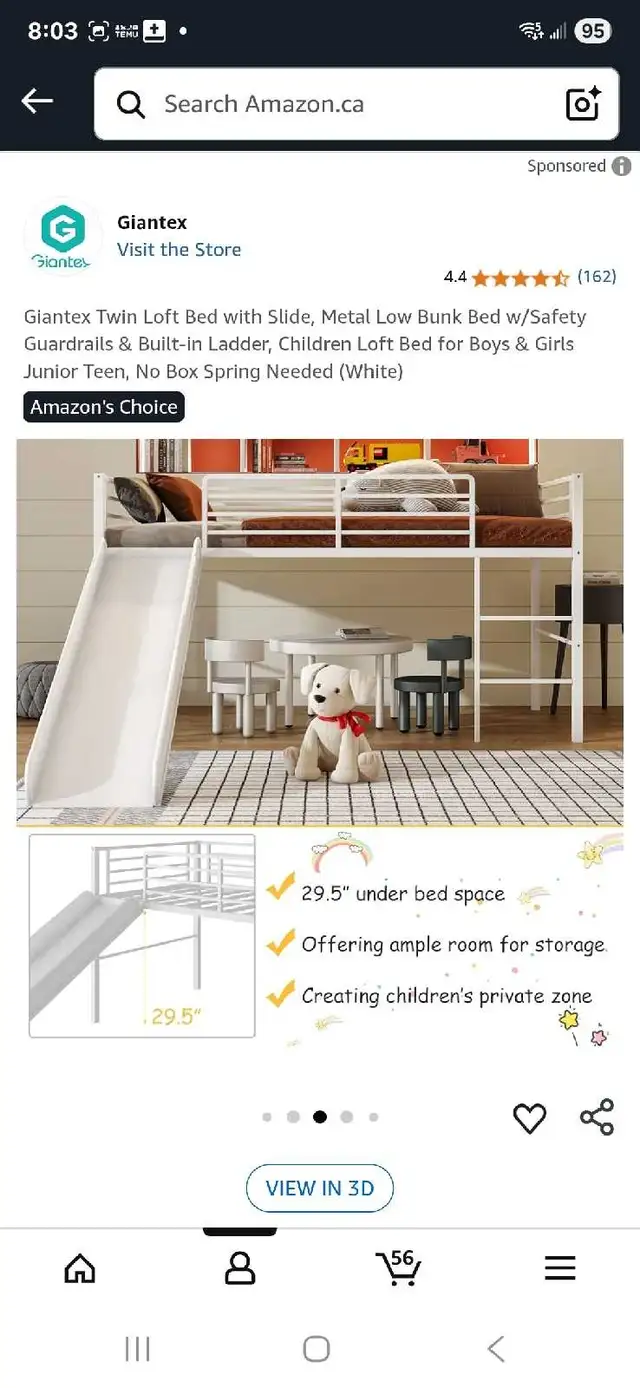 KIDS/TODDLERS/PLAYROOM/Giantex Twin Loft Bed with Slide, Metal L in Beds & Mattresses in City of Montréal - Image 5