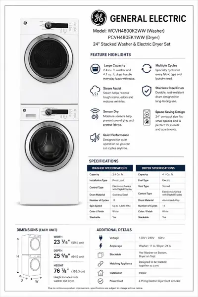 GE washer / dryer set , View more