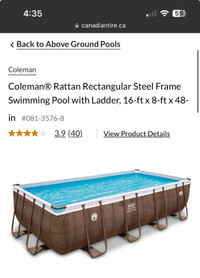 Coleman pool 16*8*48 with ladder and pump