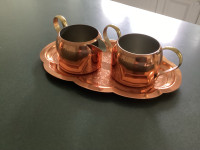 Copper cream and sugar set