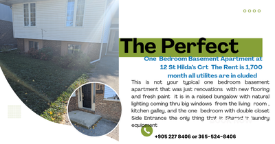 one bedroom basement apartment that was just renovated new flooring fresh paint on the walls, it not...