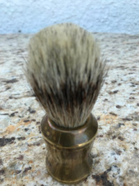 Vintage Brass Handle Shaving Brush with Silver Tip  Badger Hair