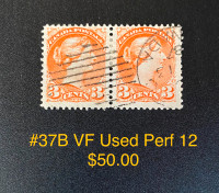 Canadian stamp #37B VF used Perf 12