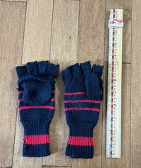 blue striped knitted kids mittens