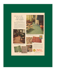 Large (10 ¼ x 14 ¼) 1950 full-page color print ad - Bigelow Rugs