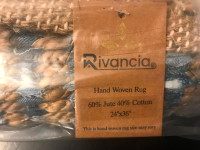 NEW Rivancia Hand Woven (60% Jute 40% Cotton) Rug 24"x36"
