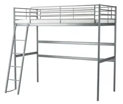 Lit mezzanine simple en métal argenté/ Silver Metal Loft Bed Fra, View more