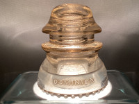 DOMINION - 42 “D” DIAMOND LIGHT STRAW GLASS INSULATOR (ANTIQUE)