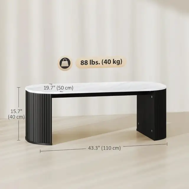 Coffee Table, Modern Marble-Effect Living Room Table with Round  in Coffee Tables in Markham / York Region - Image 3