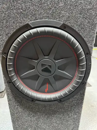 Kicker CompRT-12 12” sub in box for pick up truck under back seat. Works perfect. No issues. The sub...