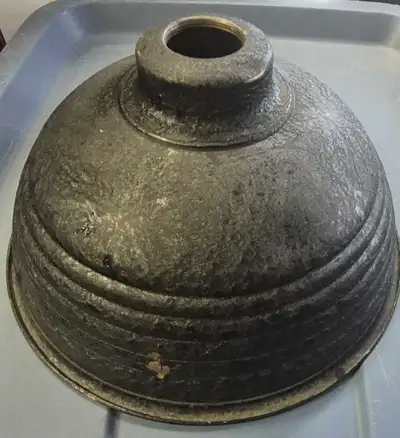 This is a used photography metal lamp shade with an industrial look, measuring approximately 9 inche...