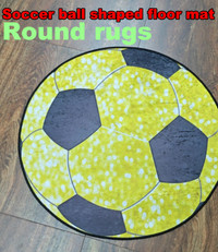 Football Shaped round rug, Football Mat, Golden Football rugs