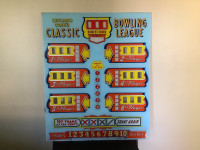 Chicago coin Arcade Back Glass Classic Bowling League 1957