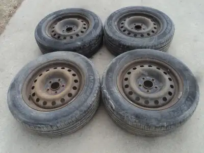 4 Sailun all season tires with steel rims are for sale. Tires are 215/60/16. Rims are 5 holes, 4.5 i...