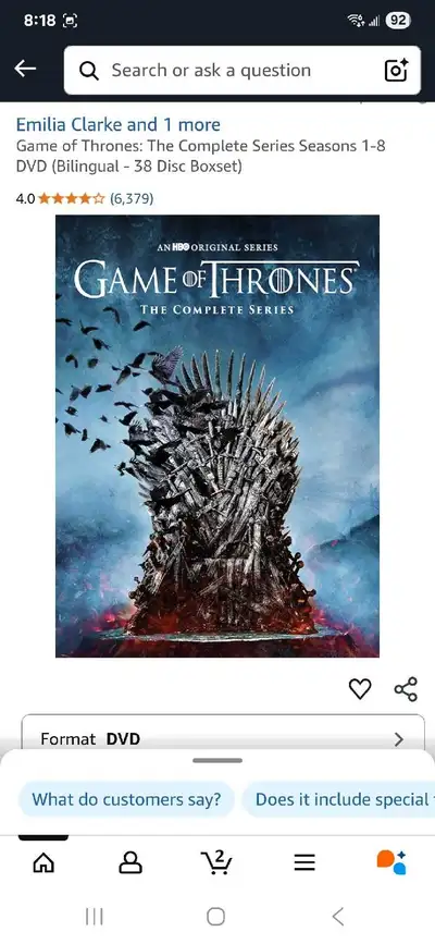Open box Game of Thrones: The Complete Series Seasons 1-8 DVD (Bilingual - 38 Disc Boxset)
