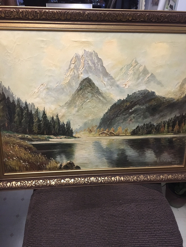 Original Oil Painting  - Mountains and Lake in Arts & Collectibles in Ottawa - Image 2
