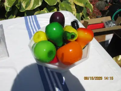 GLASS FRUIT AND BOWL, View more