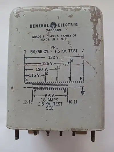 General Electric Sealed 120V to 6.6V/18Amps Class A Transformer, View more