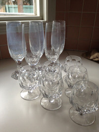 FOR SALE - Vintage Crystal Champagne Flutes & Brandy Snifters