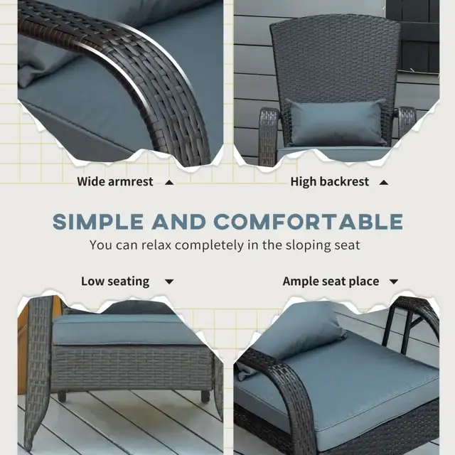 Patio Wicker Adirondack Chair, PE Rattan Outdoor Muskoka Chair,  in Patio & Garden Furniture in Markham / York Region - Image 4