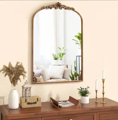 Arched Gold Wall Mirror – Vintage Baroque Style | 38" x 26", View more
