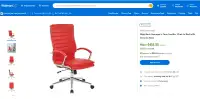 High Back Manager's Faux Leather Chair in Red with Chrome Base