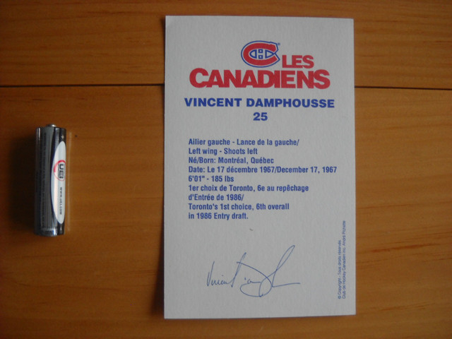 Carte de hockey grand format de Vincent Damphousse (rare) dans Art et objets de collection  à Saguenay - Image 2