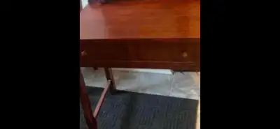 Antique Empire mahogany desk/table with drawer, View more
