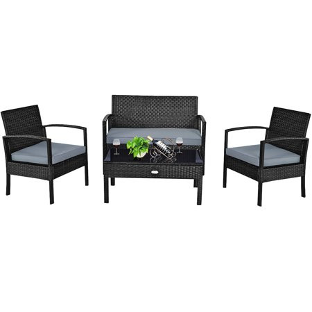 Costway 4pcs Outdoor Patio Rattan Wicker Set Table Sofa in Patio & Garden Furniture in City of Toronto - Image 4