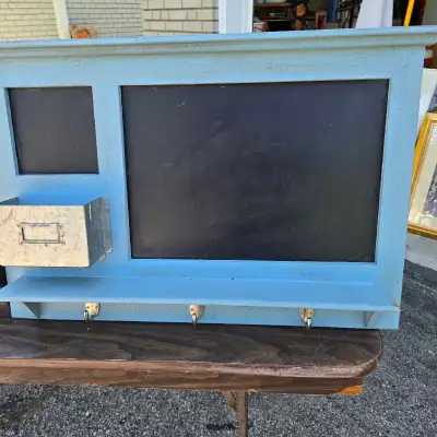 Wall blackboard with hooks & shelf, View more