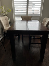 Wood bar top table with chairs 
