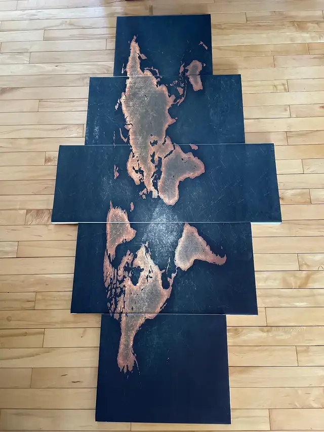 Five Panel “ World Map” Framed Canvas Wall Art in Home Décor & Accents in Edmonton - Image 3