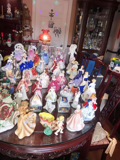 Huge collection of Bone China Royal Doulton Figurines, Germany, Czech, Coalport… please read descrip...