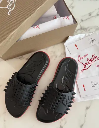 christian louboutin men’s slides size 9, View more