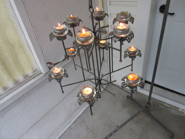 2 tiered metal Chandelier holds 12 tea lights in Home Décor & Accents in Timmins - Image 2