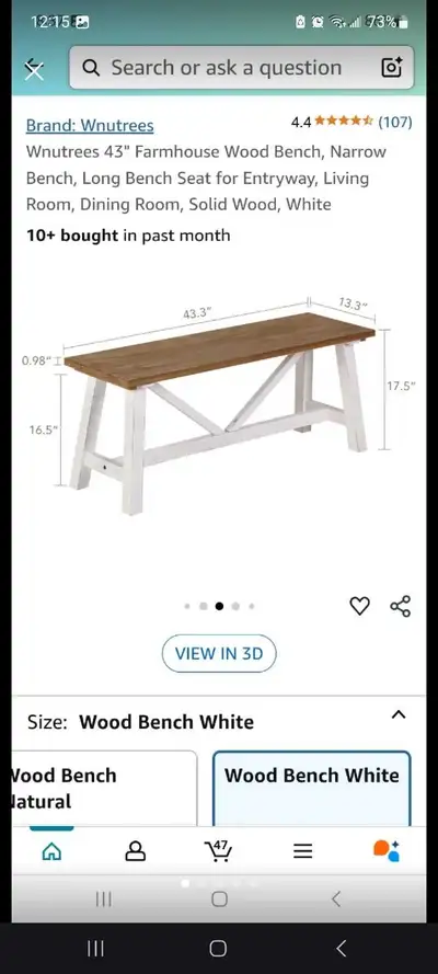 Wnutrees 43 Inch Farmhouse Wood Bench brand new in box , View more
