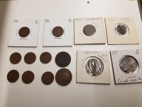 Lot of 14 Canada Large and Small One Cent Coins