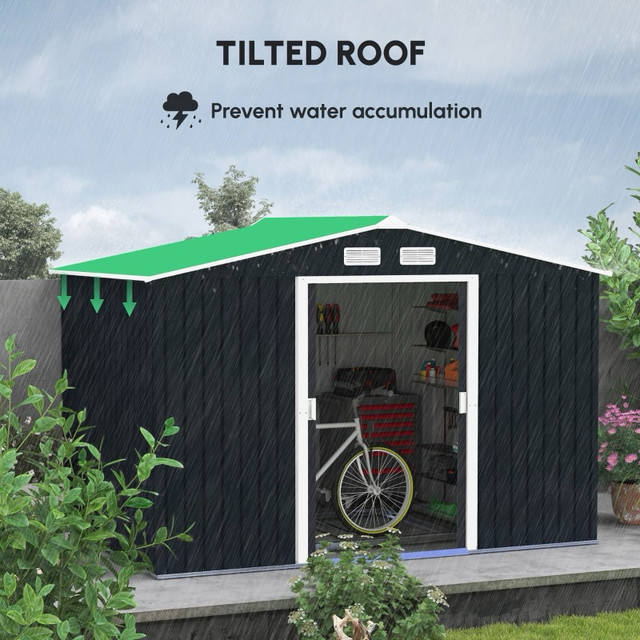 9.1'x6.4'x6.3' Garden Storage Shed w/ Foundation Kit Metal Tool in Outdoor Tools & Storage in Markham / York Region - Image 4
