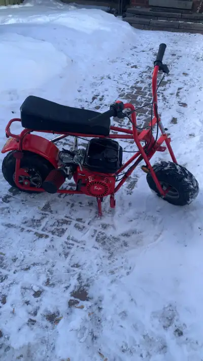 Came with a 97cc engine swapped a 196cc in it. Has an intake and straight pipe exhaust but I can sup...