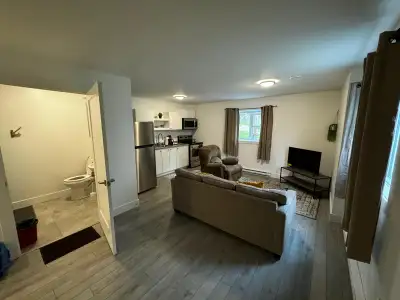 A furnished one-bedroom apartment