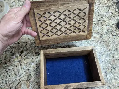 Nice small hand carved box, View more