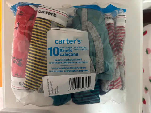 Carter’s size 10/12 brief underwear, brand new in pkg, 9 pairs